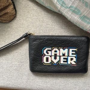 Coach black pebbled leather wristlet